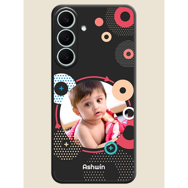 Multicoloured Round Image On Space Black Custom Soft Matte Mobile Back Cover - Samsung Galaxy S26 FE 5G Multicoloured Round Image On Space Black Custom Soft Matte Mobile Back Cover - Samsung Galaxy S26 FE 5G