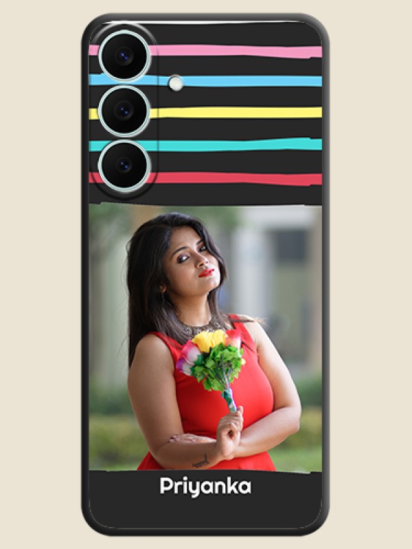 Multicolor Lines with Image On Space Black Custom Soft Matte Mobile Back Cover - Samsung Galaxy S26 FE 5G