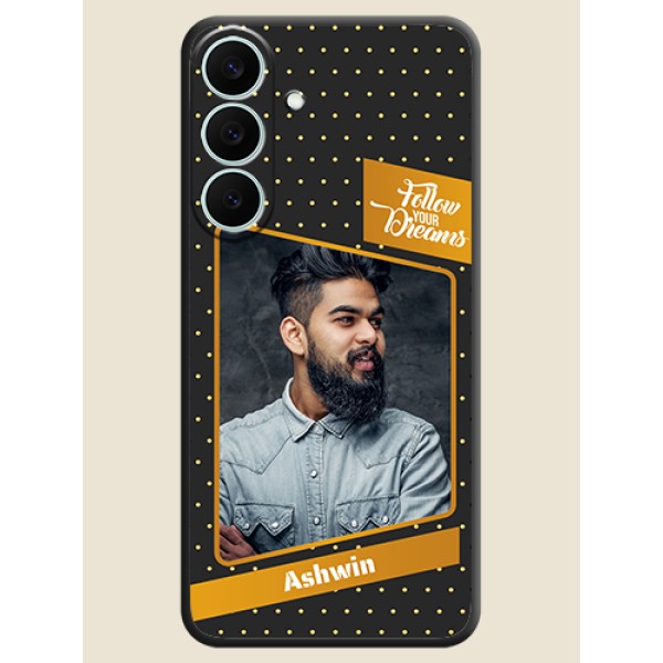Follow Your Dreams with White Dots On Space Black Custom Soft Matte Mobile Back Cover - Samsung Galaxy S26 FE 5G Follow Your Dreams with White Dots On Space Black Custom Soft Matte Mobile Back Cover - Samsung Galaxy S26 FE 5G