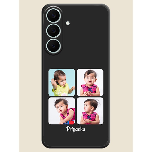 Floral Art with 6 Image Holder on Photo On Space Black Custom Soft Matte Mobile Back Cover - Samsung Galaxy S26 FE 5G Floral Art with 6 Image Holder on Photo On Space Black Custom Soft Matte Mobile Back Cover - Samsung Galaxy S26 FE 5G