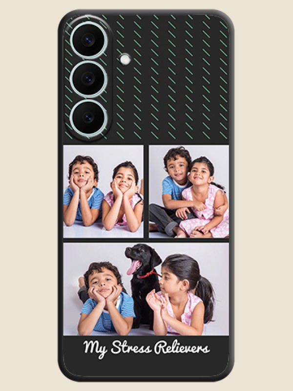 Cross Dotted Pattern with 2 Image Holder On Space Black Custom Soft Matte Mobile Back Cover - Samsung Galaxy S26 FE 5G