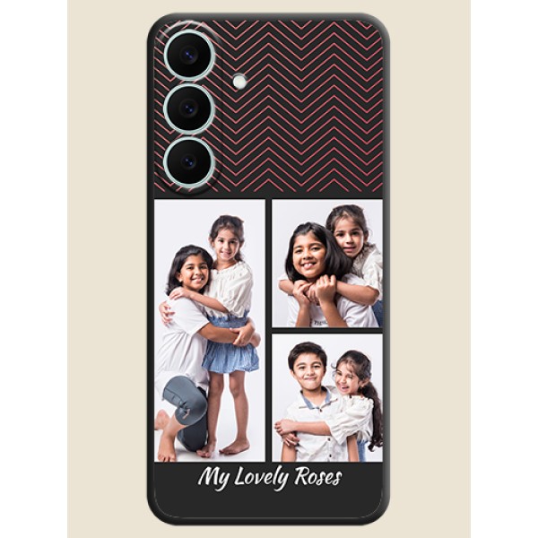Wave Pattern with 3 Image Holder On Space Black Custom Soft Matte Mobile Back Cover - Samsung Galaxy S26 FE 5G Wave Pattern with 3 Image Holder On Space Black Custom Soft Matte Mobile Back Cover - Samsung Galaxy S26 FE 5G