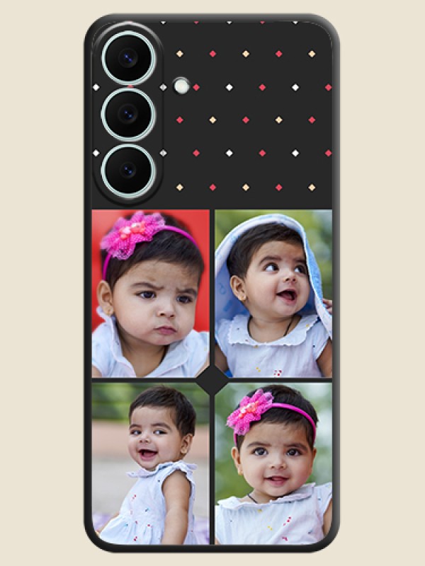 Multicolor Dotted Pattern with 4 Image Holder On Space Black Custom Soft Matte Mobile Back Cover - Samsung Galaxy S26 FE 5G