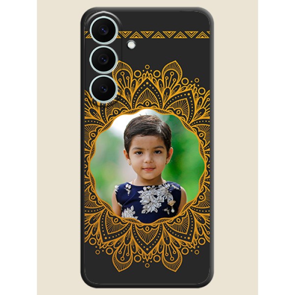 Round Image with Floral Design On Space Black Custom Soft Matte Mobile Back Cover - Samsung Galaxy S26 FE 5G Round Image with Floral Design On Space Black Custom Soft Matte Mobile Back Cover - Samsung Galaxy S26 FE 5G