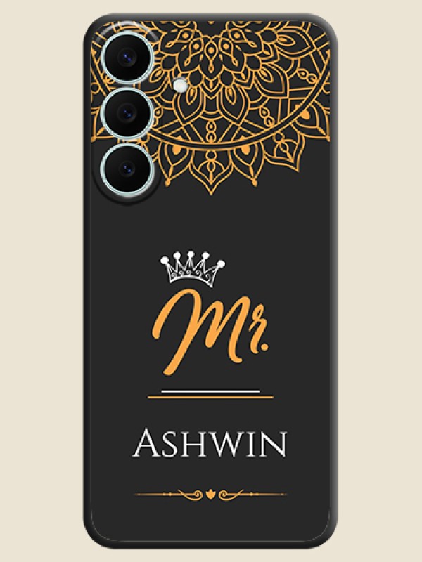 Mr Name with Floral Design On Space Black Custom Soft Matte Mobile Back Cover - Samsung Galaxy S26 FE 5G