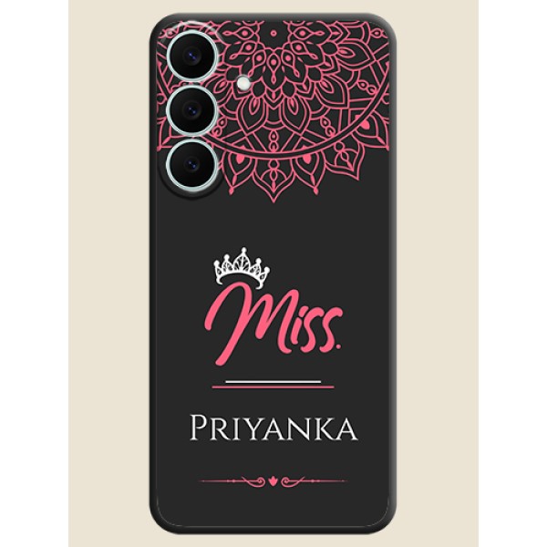 Mrs Name with Floral Design On Space Black Custom Soft Matte Mobile Back Cover - Samsung Galaxy S26 FE 5G Mrs Name with Floral Design On Space Black Custom Soft Matte Mobile Back Cover - Samsung Galaxy S26 FE 5G
