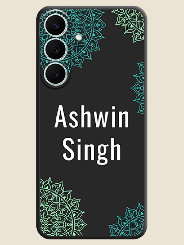 Your Name with Floral Design On Space Black Custom Soft Matte Mobile Back Cover - Samsung Galaxy S26 FE 5G
