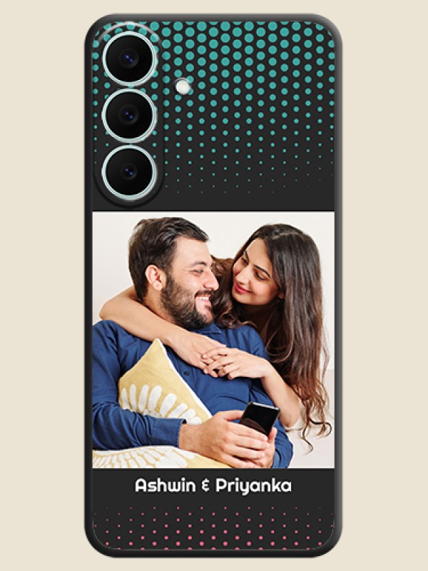 Faded Dots with Grunge Photo Frame and Text On Space Black Custom Soft Matte Mobile Back Cover - Samsung Galaxy S26 FE 5G