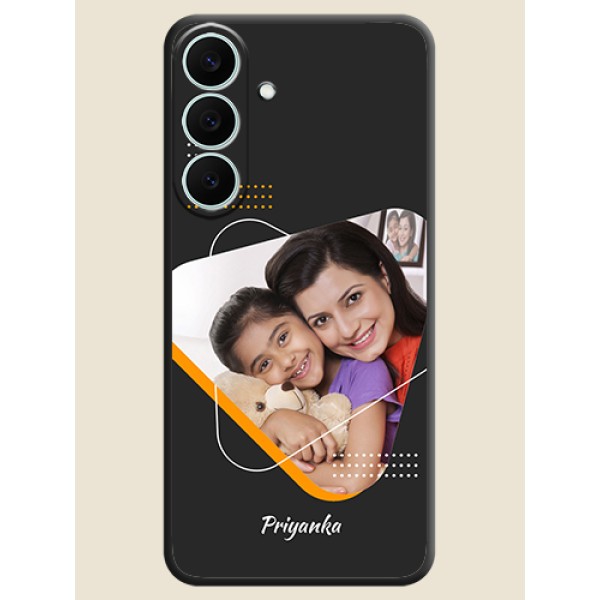 Yellow Triangle on Photo On Space Black Custom Soft Matte Mobile Back Cover - Samsung Galaxy S26 FE 5G Yellow Triangle on Photo On Space Black Custom Soft Matte Mobile Back Cover - Samsung Galaxy S26 FE 5G
