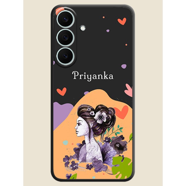 Namecase For Her With Fancy Lady Image On Space Black Custom Soft Matte Mobile Back Cover - Samsung Galaxy S26 FE 5G Namecase For Her With Fancy Lady Image On Space Black Custom Soft Matte Mobile Back Cover - Samsung Galaxy S26 FE 5G