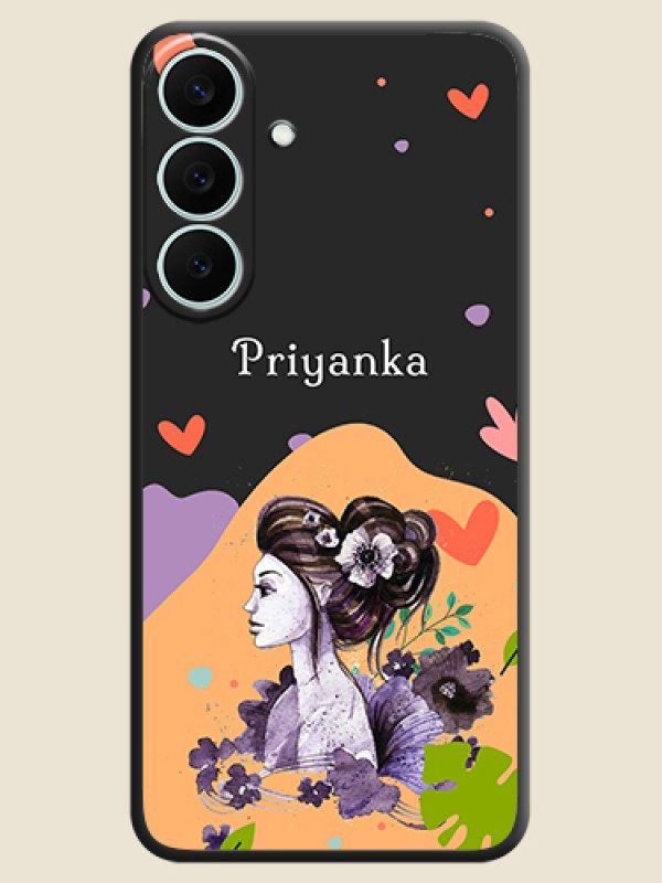 Namecase For Her With Fancy Lady Image On Space Black Custom Soft Matte Mobile Back Cover - Samsung Galaxy S26 FE 5G
