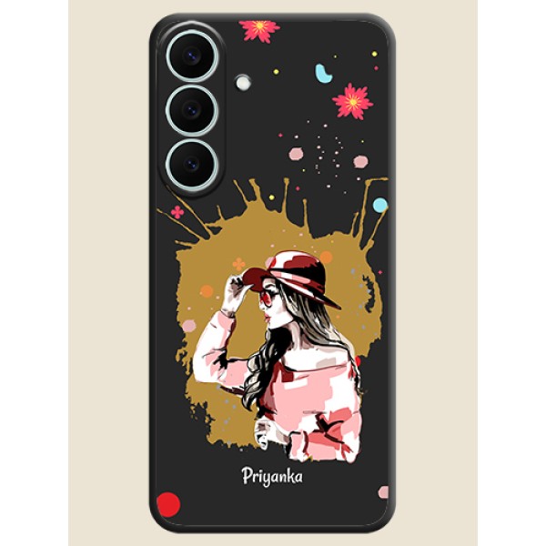 Mordern Lady With Color Splash Background With Custom Text On Space Black Custom Soft Matte Mobile Back Cover - Samsung Galaxy S26 FE 5G