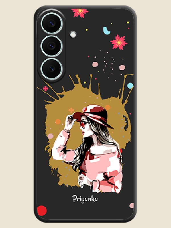 Mordern Lady With Color Splash Background With Custom Text On Space Black Custom Soft Matte Mobile Back Cover - Samsung Galaxy S26 FE 5G