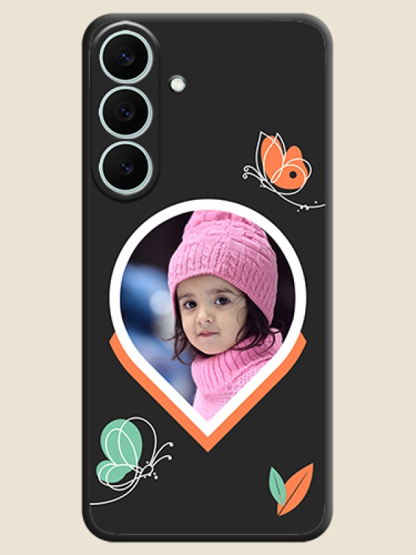 Upload Pic With Simple Butterly Design On Space Black Custom Soft Matte Mobile Back Cover - Samsung Galaxy S26 FE 5G