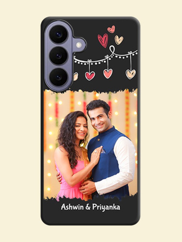 Pink Love Hangings with Name On Space Black Custom Soft Matte Mobile Back Cover - Samsung Galaxy S26 Plus 5G