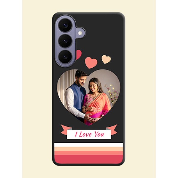 Love Shaped Photo with Colorful Stripes On Space Black Custom Soft Matte Mobile Back Cover - Samsung Galaxy S26 Plus 5G Love Shaped Photo with Colorful Stripes On Space Black Custom Soft Matte Mobile Back Cover - Samsung Galaxy S26 Plus 5G
