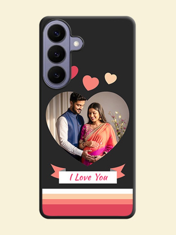 Love Shaped Photo with Colorful Stripes On Space Black Custom Soft Matte Mobile Back Cover - Samsung Galaxy S26 Plus 5G