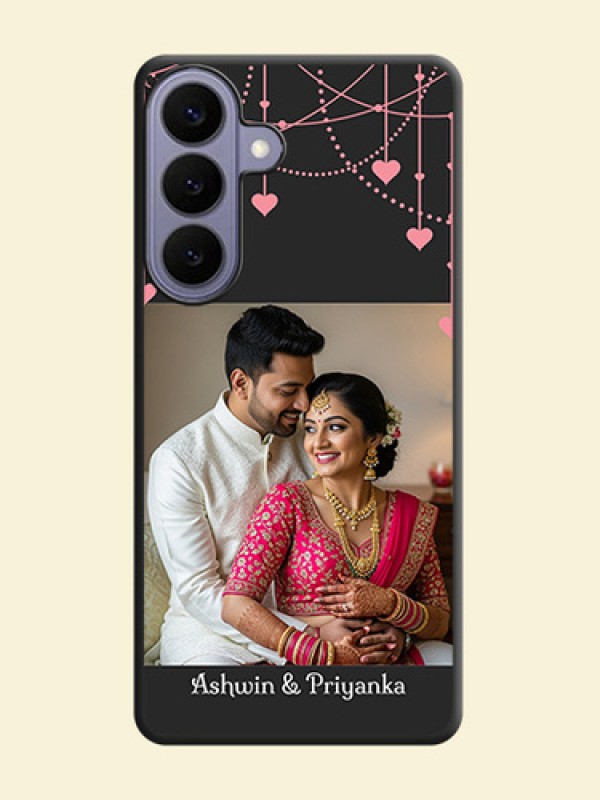 Pink Love Hangings with Text On Space Black Custom Soft Matte Mobile Back Cover - Samsung Galaxy S26 Plus 5G