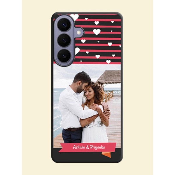 White Color Love Symbols with Pink Lines Pattern On Space Black Custom Soft Matte Mobile Back Cover - Samsung Galaxy S26 Plus 5G White Color Love Symbols with Pink Lines Pattern On Space Black Custom Soft Matte Mobile Back Cover - Samsung Galaxy S26 Plus 5G