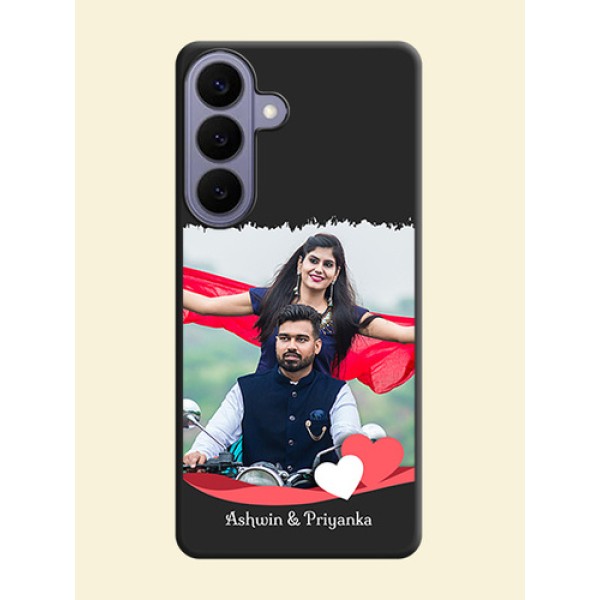 Pin Color Love Shaped Ribbon Design with Text On Space Black Custom Soft Matte Mobile Back Cover - Samsung Galaxy S26 Plus 5G