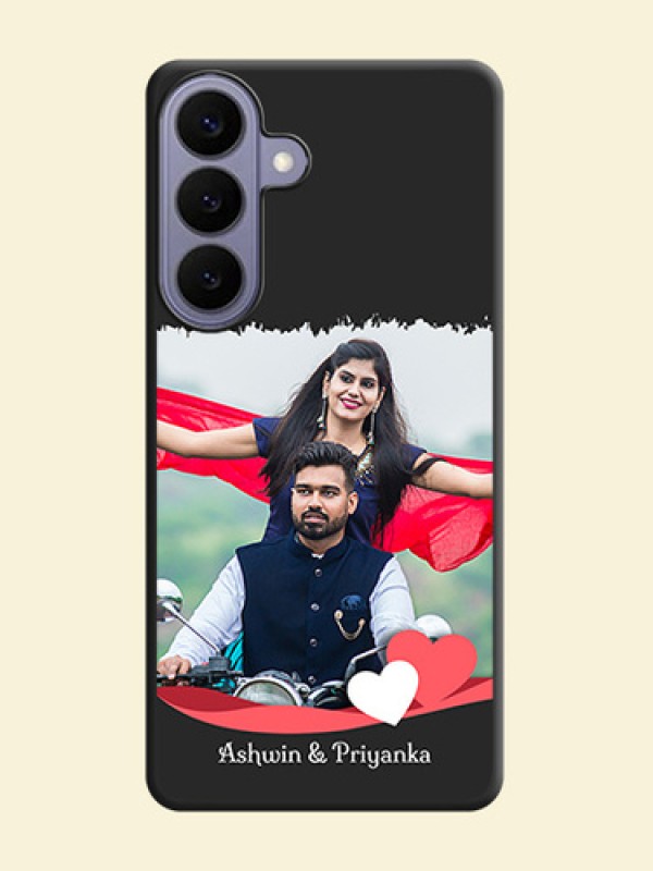 Pin Color Love Shaped Ribbon Design with Text On Space Black Custom Soft Matte Mobile Back Cover - Samsung Galaxy S26 Plus 5G