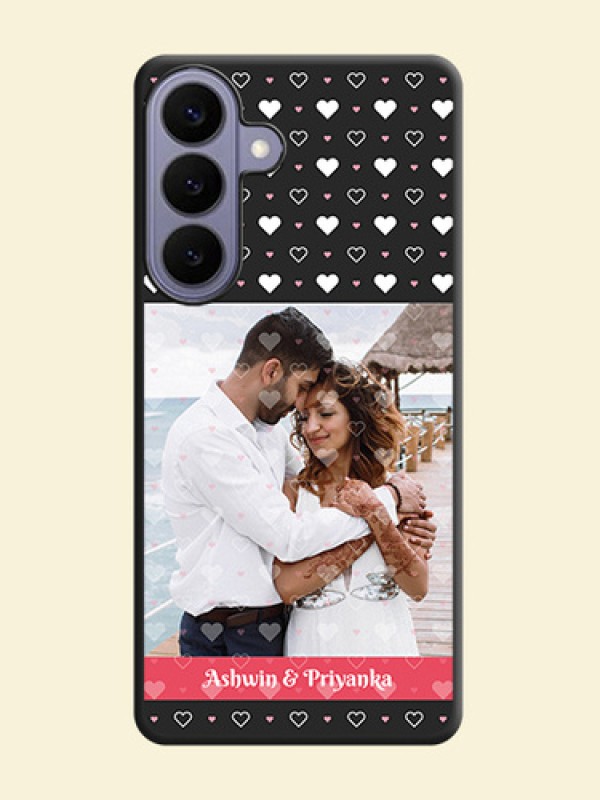 White Color Love Symbols with Text Design on Photo On Space Black Custom Soft Matte Mobile Back Cover - Samsung Galaxy S26 Plus 5G