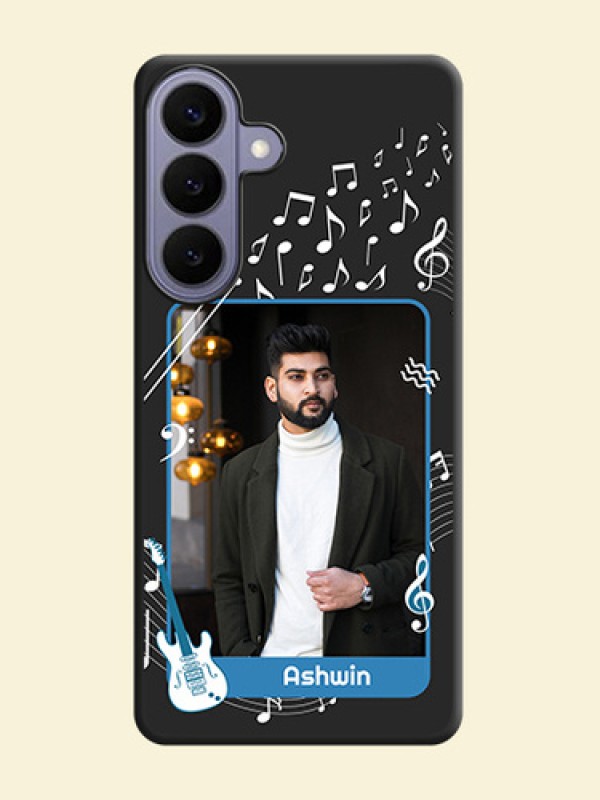 Musical Theme Design with Text on Photo On Space Black Custom Soft Matte Mobile Back Cover - Samsung Galaxy S26 Plus 5G