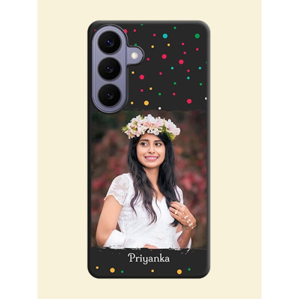 Multicolor Dotted Pattern with Text On Space Black Custom Soft Matte Mobile Back Cover - Samsung Galaxy S26 Plus 5G Multicolor Dotted Pattern with Text On Space Black Custom Soft Matte Mobile Back Cover - Samsung Galaxy S26 Plus 5G