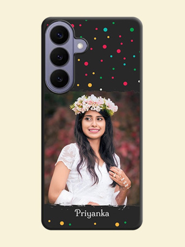 Multicolor Dotted Pattern with Text On Space Black Custom Soft Matte Mobile Back Cover - Samsung Galaxy S26 Plus 5G