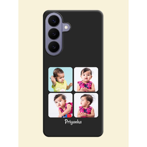 Floral Art with 6 Image Holder on Photo On Space Black Custom Soft Matte Mobile Back Cover - Samsung Galaxy S26 Plus 5G Floral Art with 6 Image Holder on Photo On Space Black Custom Soft Matte Mobile Back Cover - Samsung Galaxy S26 Plus 5G