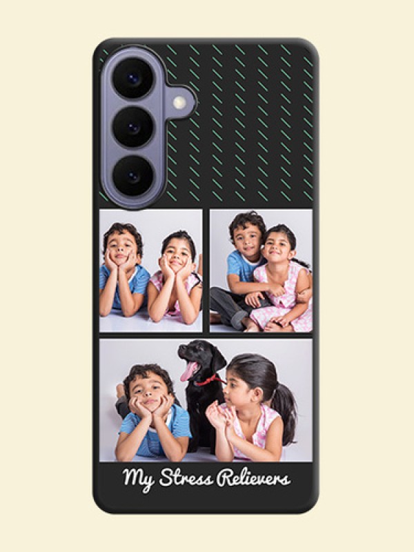 Cross Dotted Pattern with 2 Image Holder On Space Black Custom Soft Matte Mobile Back Cover - Samsung Galaxy S26 Plus 5G