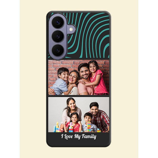 Wave Pattern with 2 Image Holder On Space Black Custom Soft Matte Mobile Back Cover - Samsung Galaxy S26 Plus 5G Wave Pattern with 2 Image Holder On Space Black Custom Soft Matte Mobile Back Cover - Samsung Galaxy S26 Plus 5G