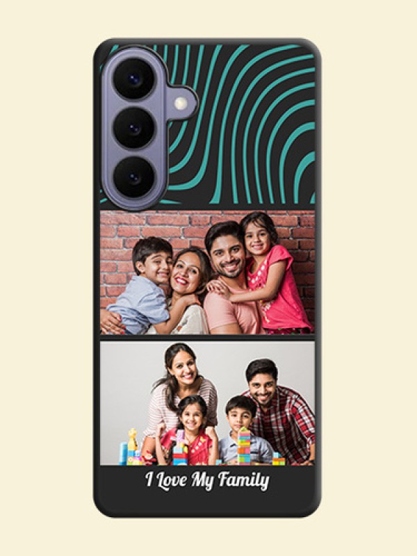Wave Pattern with 2 Image Holder On Space Black Custom Soft Matte Mobile Back Cover - Samsung Galaxy S26 Plus 5G