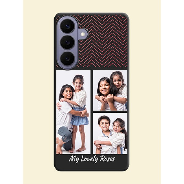 Wave Pattern with 3 Image Holder On Space Black Custom Soft Matte Mobile Back Cover - Samsung Galaxy S26 Plus 5G