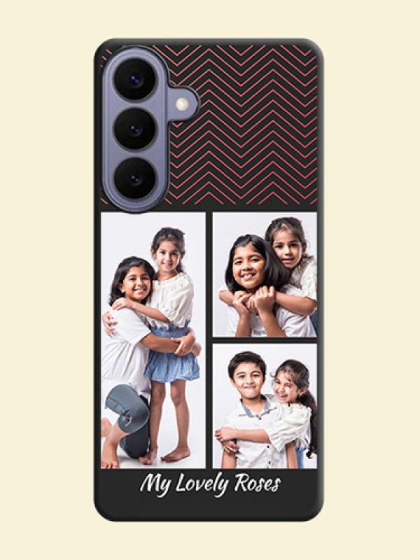 Wave Pattern with 3 Image Holder On Space Black Custom Soft Matte Mobile Back Cover - Samsung Galaxy S26 Plus 5G