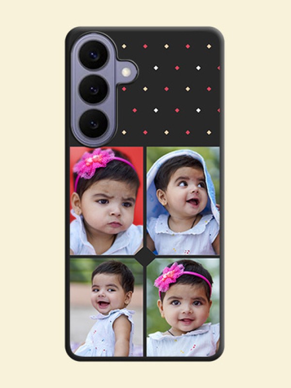 Multicolor Dotted Pattern with 4 Image Holder On Space Black Custom Soft Matte Mobile Back Cover - Samsung Galaxy S26 Plus 5G