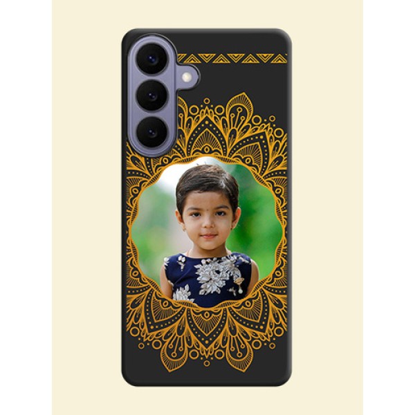Round Image with Floral Design On Space Black Custom Soft Matte Mobile Back Cover - Samsung Galaxy S26 Plus 5G Round Image with Floral Design On Space Black Custom Soft Matte Mobile Back Cover - Samsung Galaxy S26 Plus 5G
