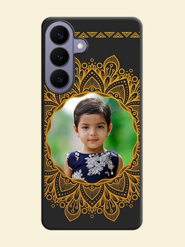 Round Image with Floral Design On Space Black Custom Soft Matte Mobile Back Cover - Samsung Galaxy S26 Plus 5G