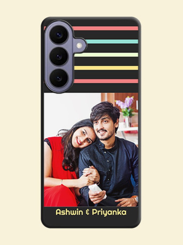 Color Stripes with Photo and Text on Photo On Space Black Custom Soft Matte Mobile Back Cover - Samsung Galaxy S26 Plus 5G
