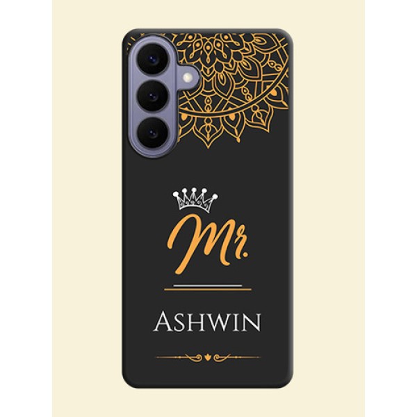 Mr Name with Floral Design On Space Black Custom Soft Matte Mobile Back Cover - Samsung Galaxy S26 Plus 5G Mr Name with Floral Design On Space Black Custom Soft Matte Mobile Back Cover - Samsung Galaxy S26 Plus 5G
