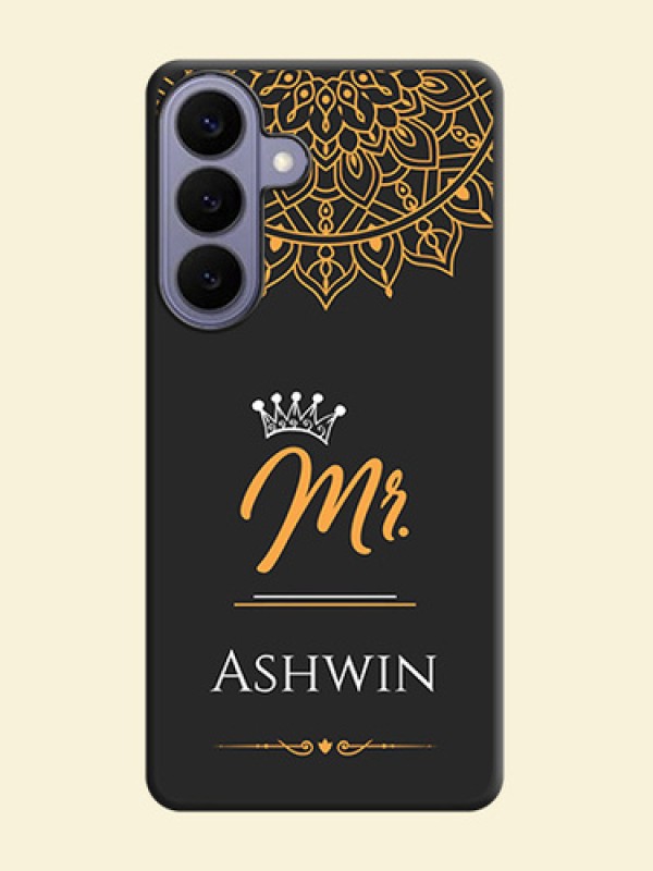 Mr Name with Floral Design On Space Black Custom Soft Matte Mobile Back Cover - Samsung Galaxy S26 Plus 5G