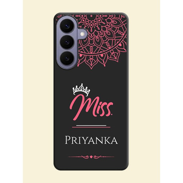 Mrs Name with Floral Design On Space Black Custom Soft Matte Mobile Back Cover - Samsung Galaxy S26 Plus 5G Mrs Name with Floral Design On Space Black Custom Soft Matte Mobile Back Cover - Samsung Galaxy S26 Plus 5G