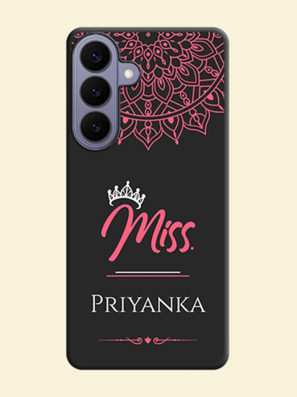 Mrs Name with Floral Design On Space Black Custom Soft Matte Mobile Back Cover - Samsung Galaxy S26 Plus 5G