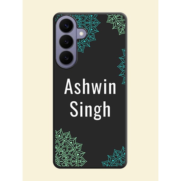 Your Name with Floral Design On Space Black Custom Soft Matte Mobile Back Cover - Samsung Galaxy S26 Plus 5G Your Name with Floral Design On Space Black Custom Soft Matte Mobile Back Cover - Samsung Galaxy S26 Plus 5G