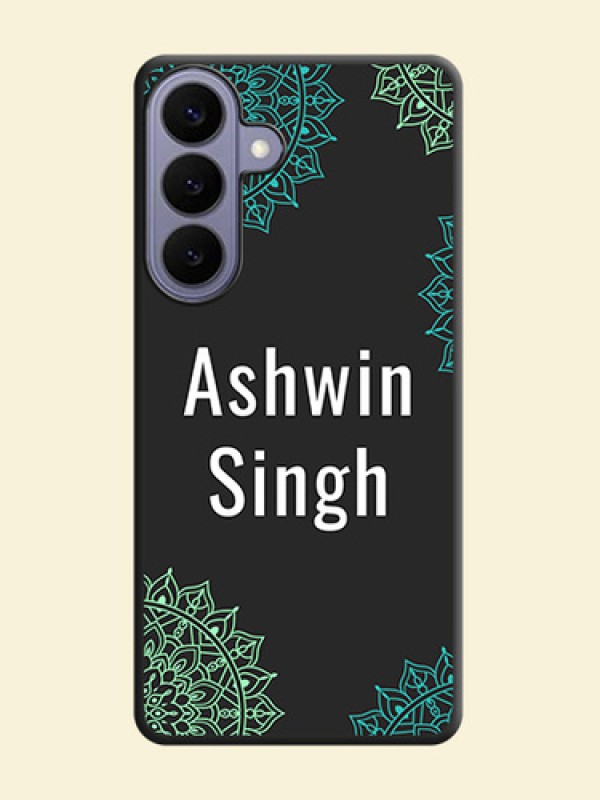 Your Name with Floral Design On Space Black Custom Soft Matte Mobile Back Cover - Samsung Galaxy S26 Plus 5G