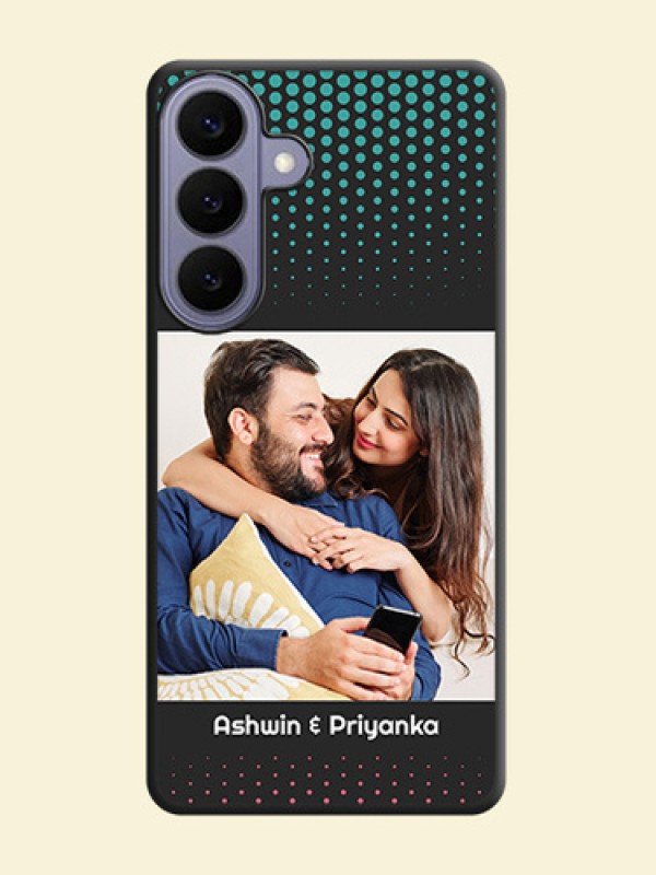 Faded Dots with Grunge Photo Frame and Text On Space Black Custom Soft Matte Mobile Back Cover - Samsung Galaxy S26 Plus 5G