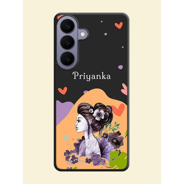 Namecase For Her With Fancy Lady Image On Space Black Custom Soft Matte Mobile Back Cover - Samsung Galaxy S26 Plus 5G Namecase For Her With Fancy Lady Image On Space Black Custom Soft Matte Mobile Back Cover - Samsung Galaxy S26 Plus 5G