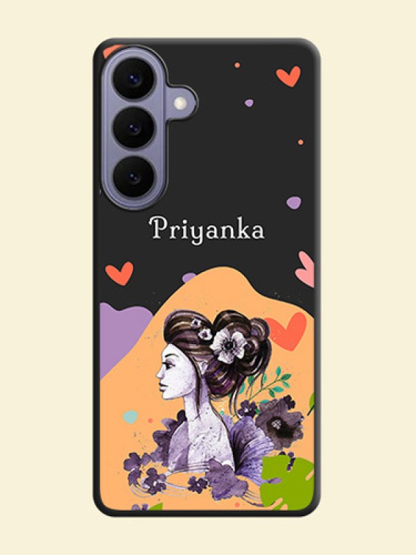 Namecase For Her With Fancy Lady Image On Space Black Custom Soft Matte Mobile Back Cover - Samsung Galaxy S26 Plus 5G