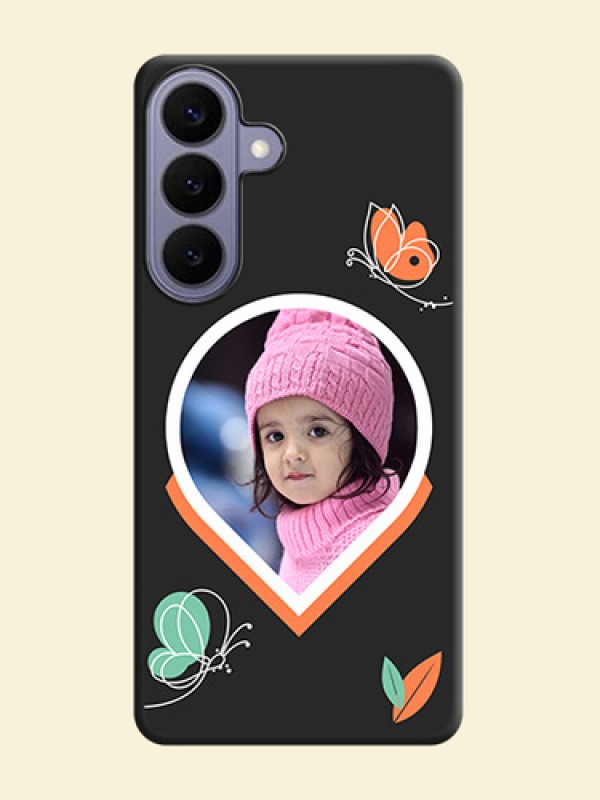 Upload Pic With Simple Butterly Design On Space Black Custom Soft Matte Mobile Back Cover - Samsung Galaxy S26 Plus 5G