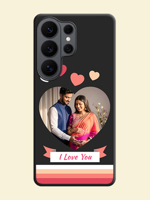 Love Shaped Photo with Colorful Stripes On Space Black Custom Soft Matte Mobile Back Cover - Samsung Galaxy S26 Ultra 5G